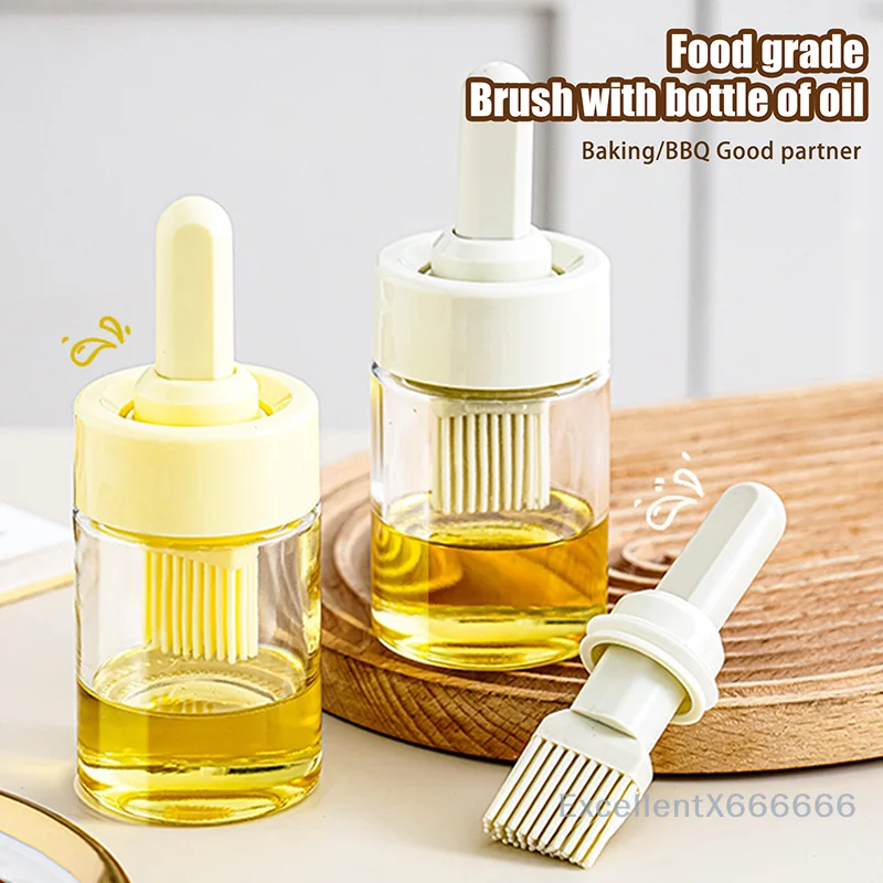 

Portable Kitchen Oil Bottle Silicone Brush Adjustable With Barbecue Spray Bottle For BBQ Baking Oil Dispenser