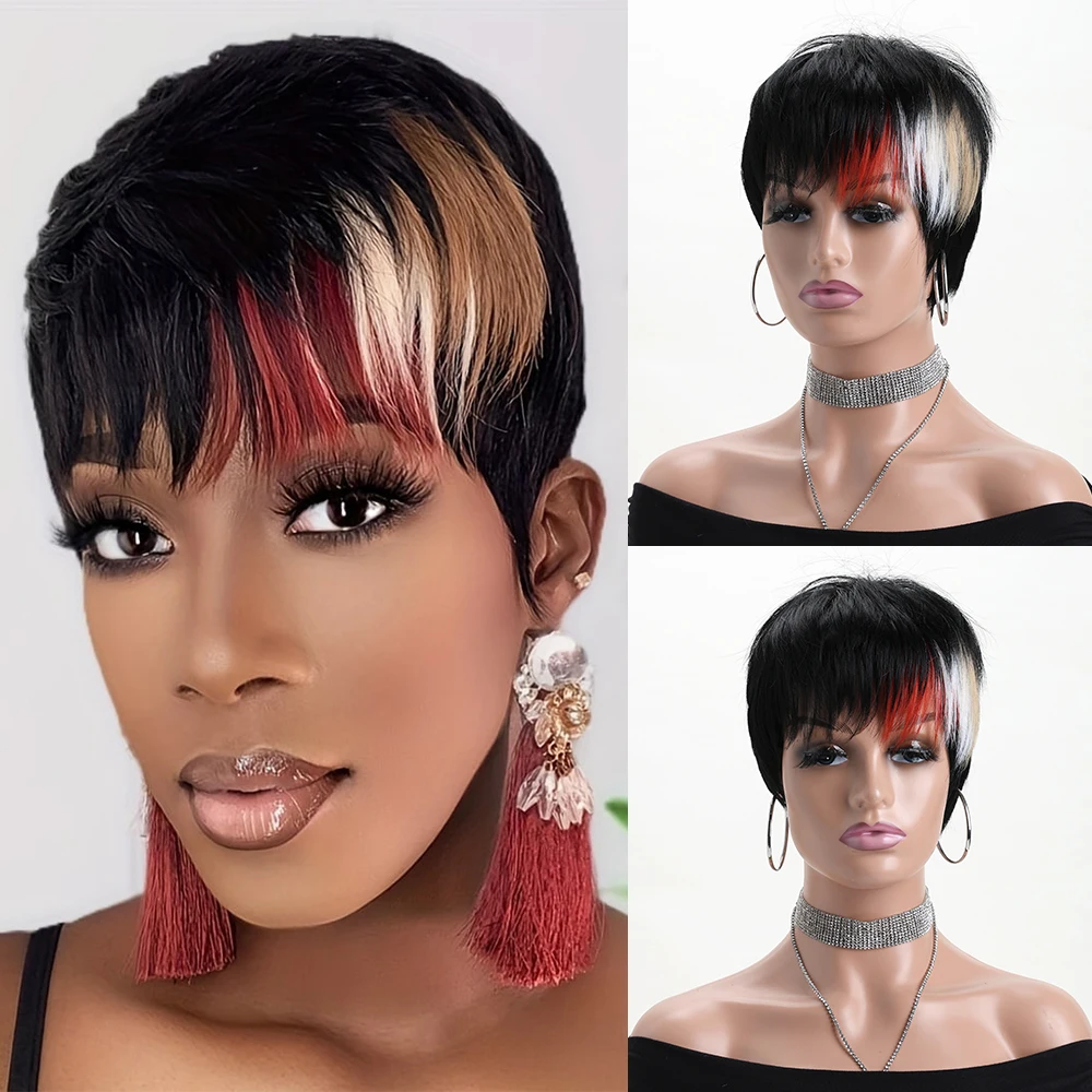 

10-дюймовый парик, натуральные синтетические парики смешанного цвета для женщин, вьющийся парик, термостойкие волосы для повседневного использования, праздничный костюм на Хэллоуин