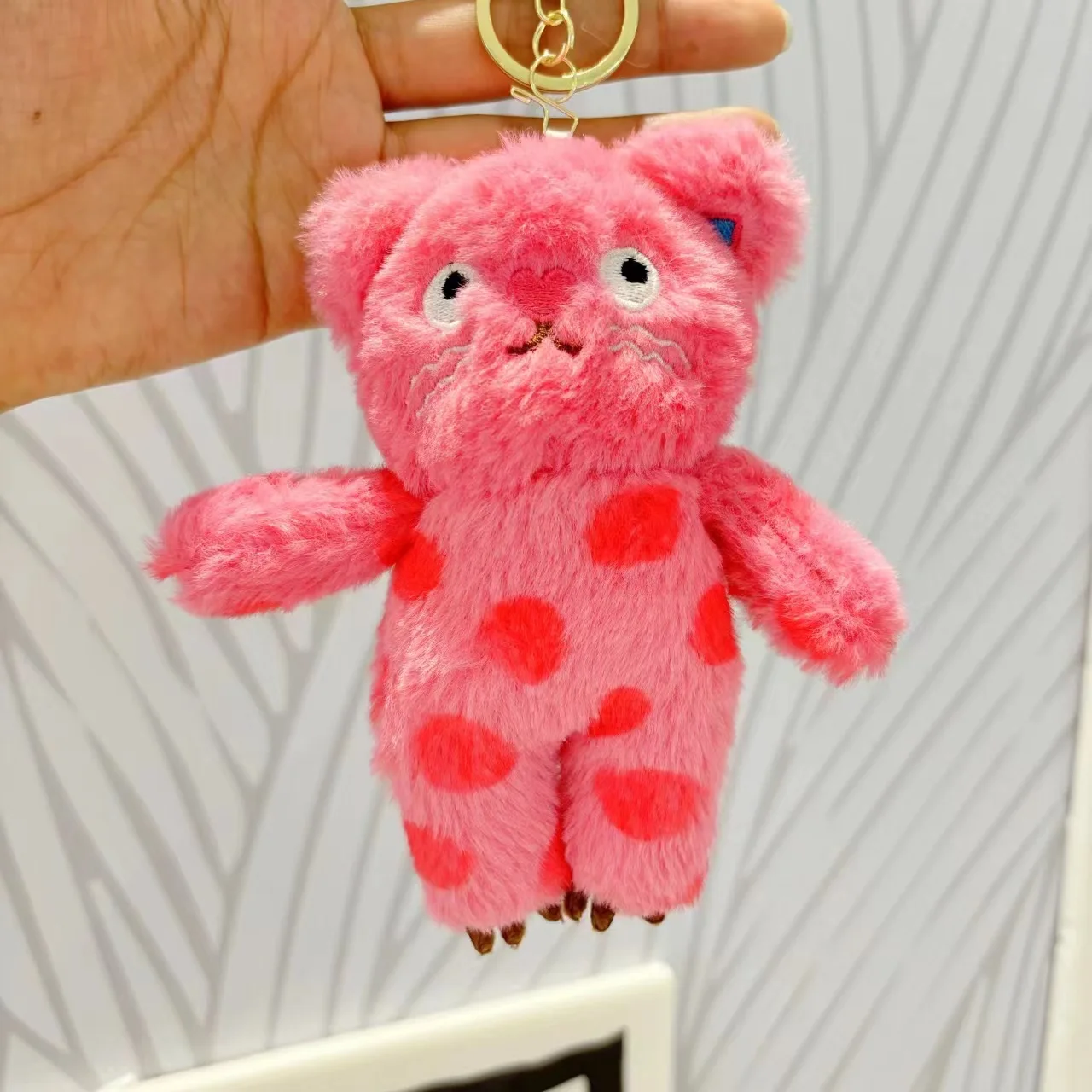 new cute polka dot cat plush toy pendant Key buckle Cat bag decoration Small Doll Grab Machine Doll