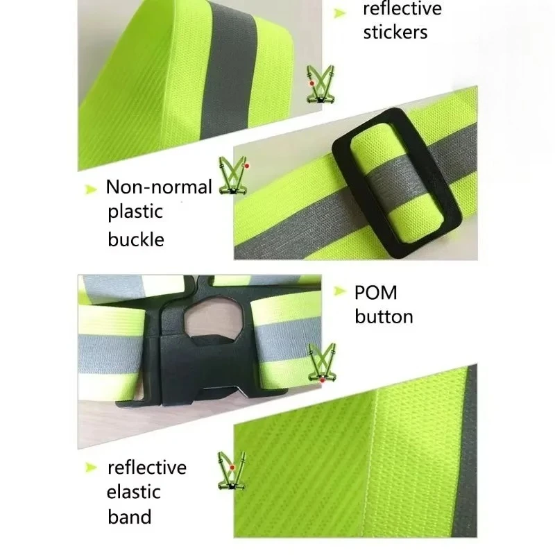 سترة أمان عاكسة للضوء بأشرطة قابلة للتعديل للعمل الليلي، سترة أمان عالية الارتفاع للجري وركوب الدراجات في الهواء الطلق 52X52CM