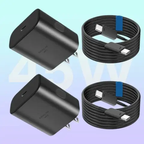 2pcs 45W Fast Charging Charger for Samsung US Charge 3.0 Wall Charge for Galaxy Plus Type C Cable Mobile Phone Charger