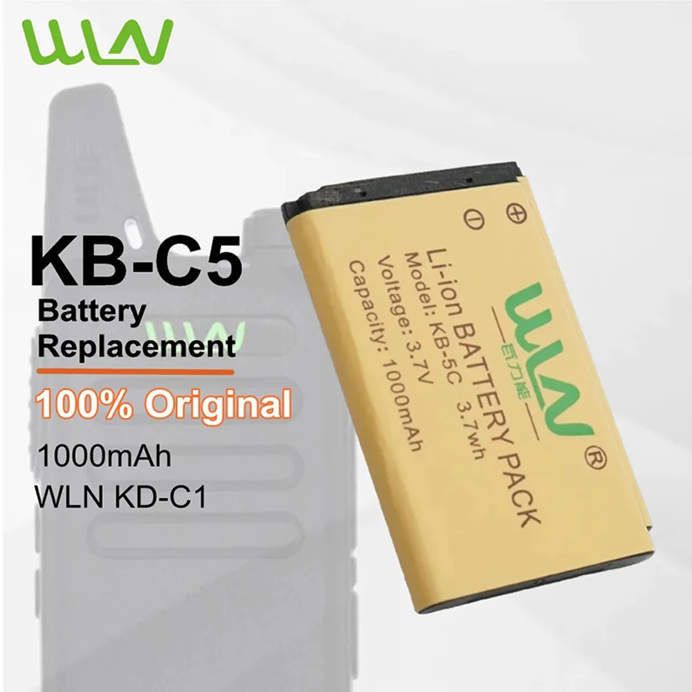 Batteria WLN KB-5C batteria agli ioni di litio da 1000mAh per batteria di ricambio WLN KD-C1 KD-C1T KD-C2 KD-C10 KD-C50 KD-C51 KD-C52 RT15 RT22