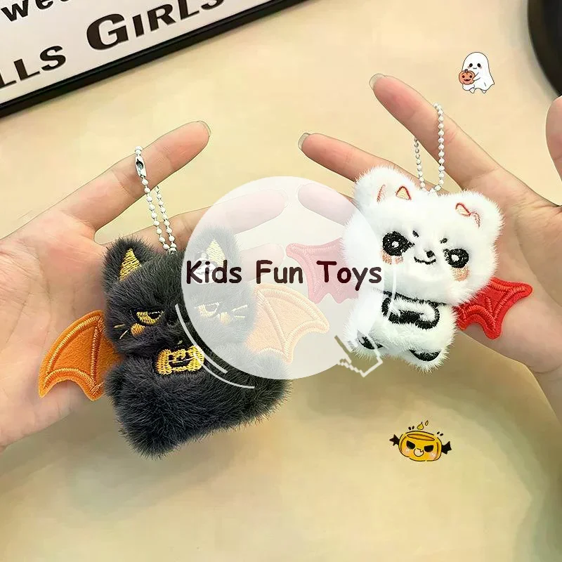 Kawaii Halloween Plush Keychain Cartoon Pumpkin Bat Design Soft Stuffed Pendant Backpack Decor for Halloween Party Kids Gift