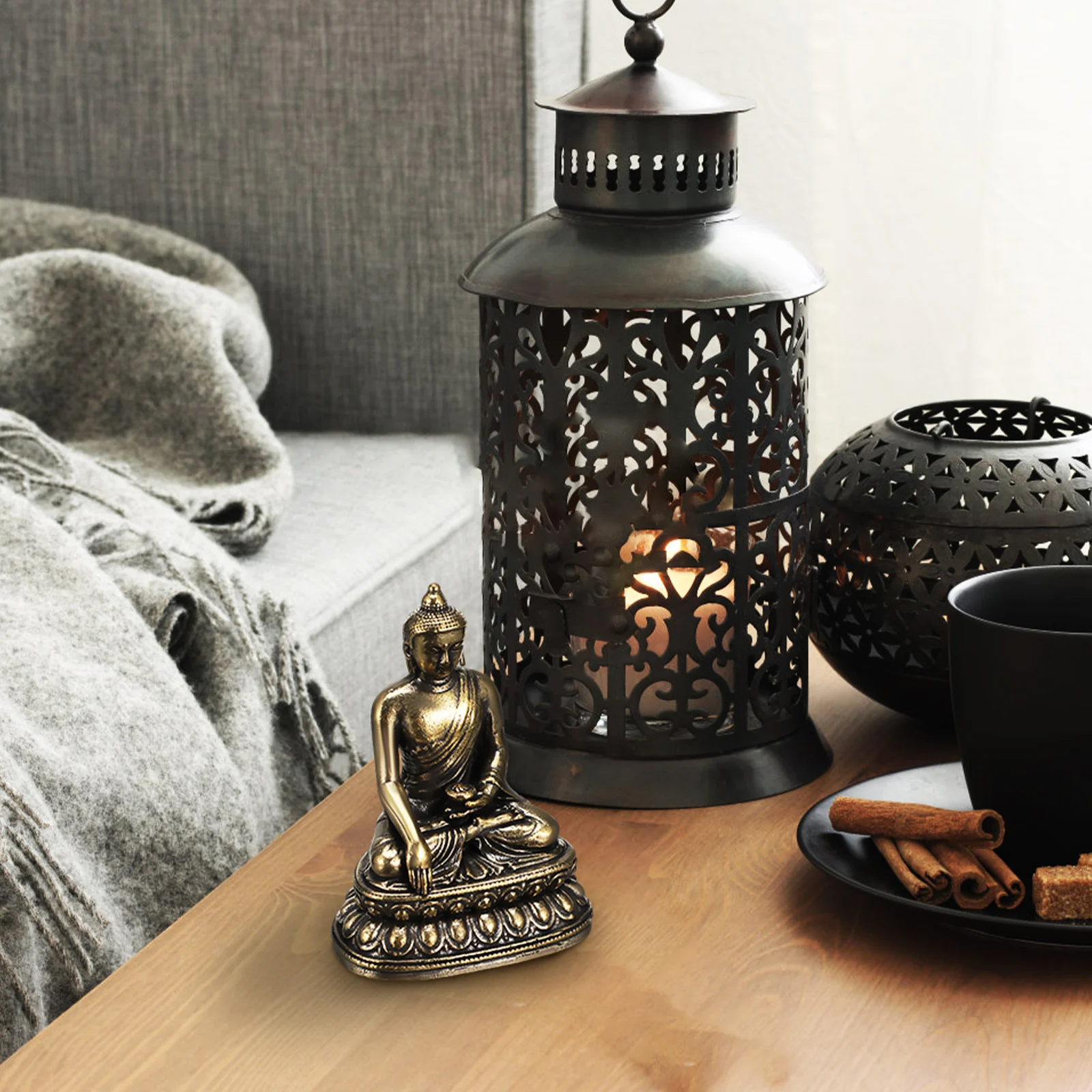 

Brass Buddha Statue Retro Design Desktop Decor for Home Office Temple Exquisite Craft Sculpture Space-Saving Flat Bottom Wear