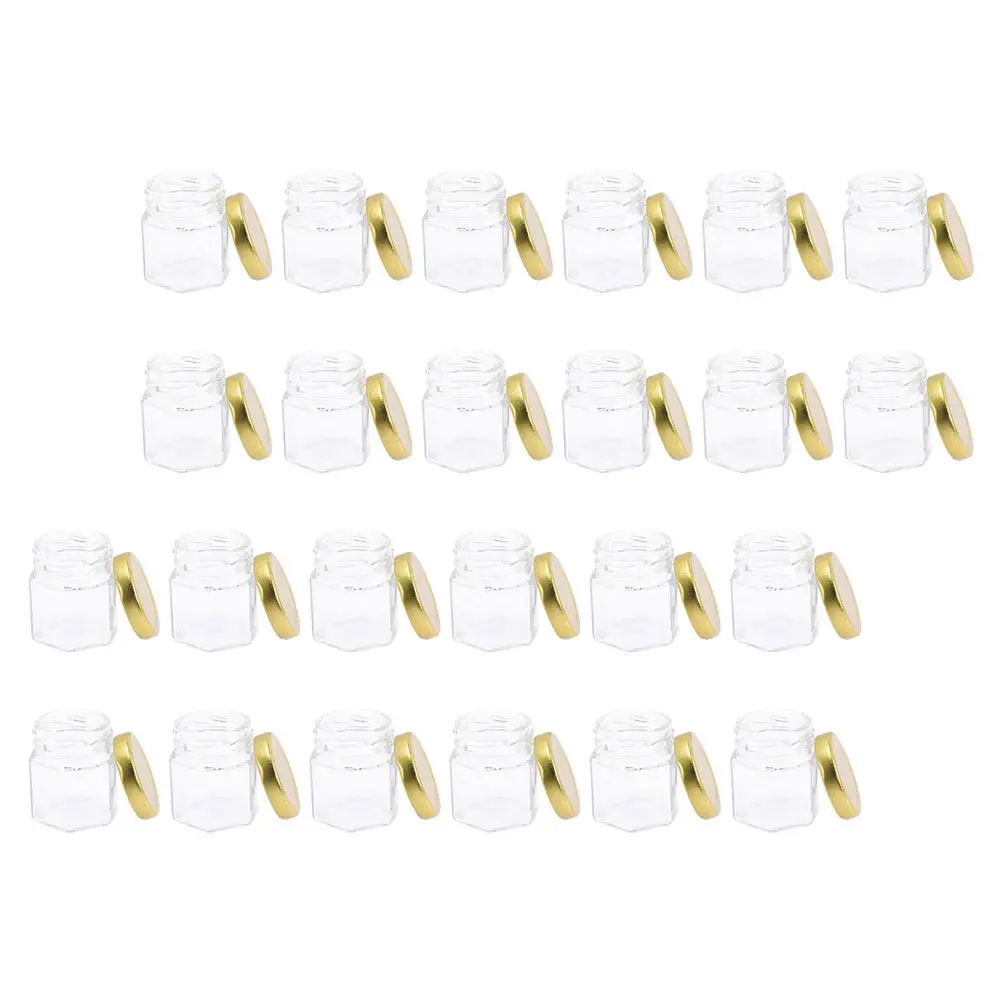 24pcs-hexagon-glass-jars-with-airtight-metal-lids-for-honey-jam-bird's-nest-jelly-storage-kitchen-pantry-transparent-food-safe