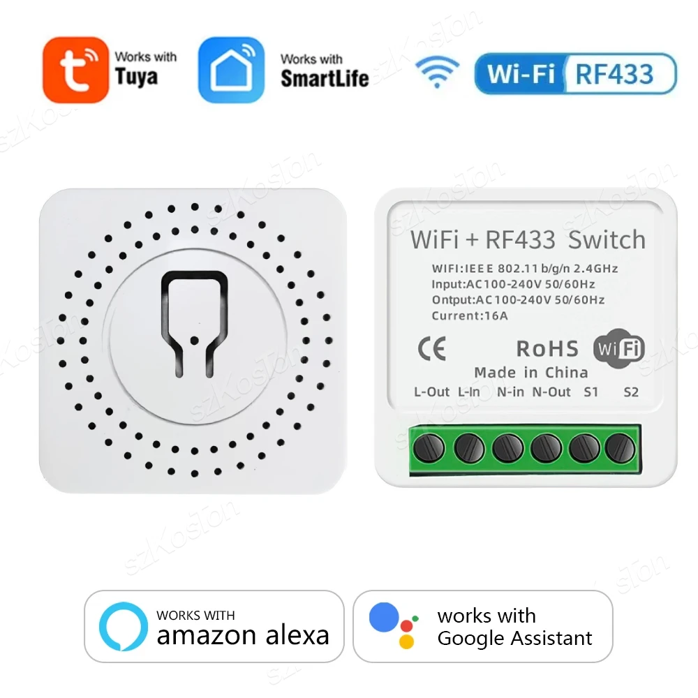 Tuya Smart Home ZigBee WiFi Smart Switch mit Power Monitor 16A Mini Breaker Sprachsteuerung für Homekit Siri Alexa Google Alice