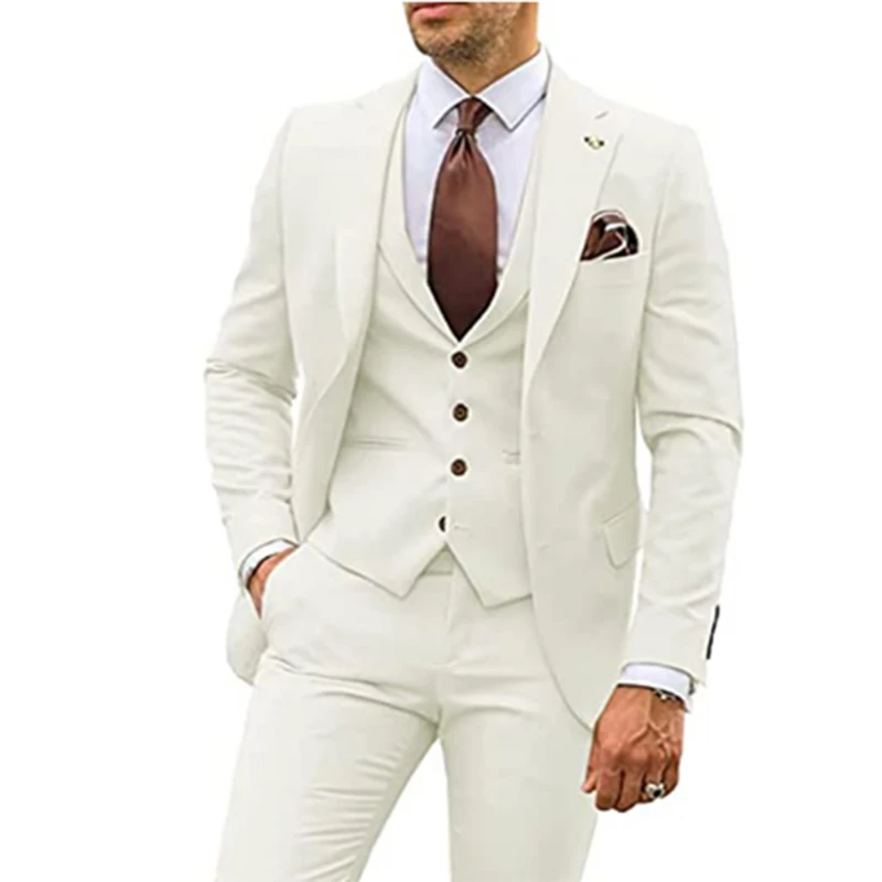 Classic Men's Suit for Wedding 3 Piece Slim Set Groomsmen Wedding Dress Best Man Party Wear Bussiness Suits for Men Plus Size