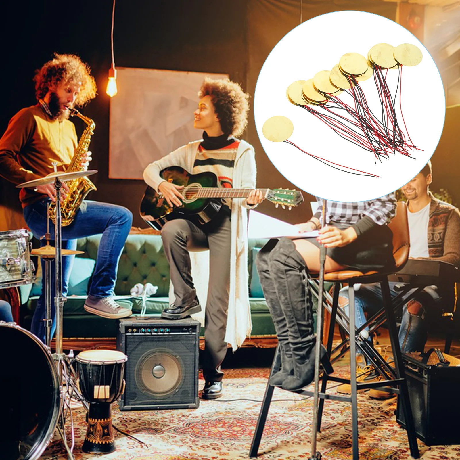 

20pcs Piezo Discs Copper Buzzers Trigger Sensors Acoustic Instruments Accessories Amplifiers Sounder Sensor Vibrations