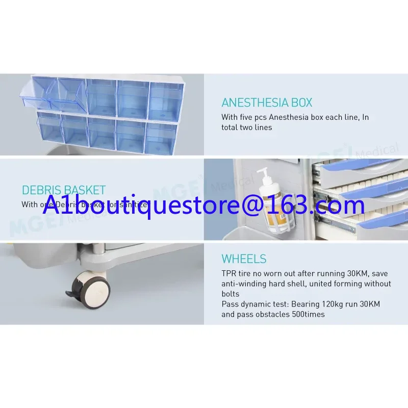 MGE-T11 Medige Factory Wholesale Clinic Hospital Service Anesthesia Drugs Medical Emergency Cart Trolley