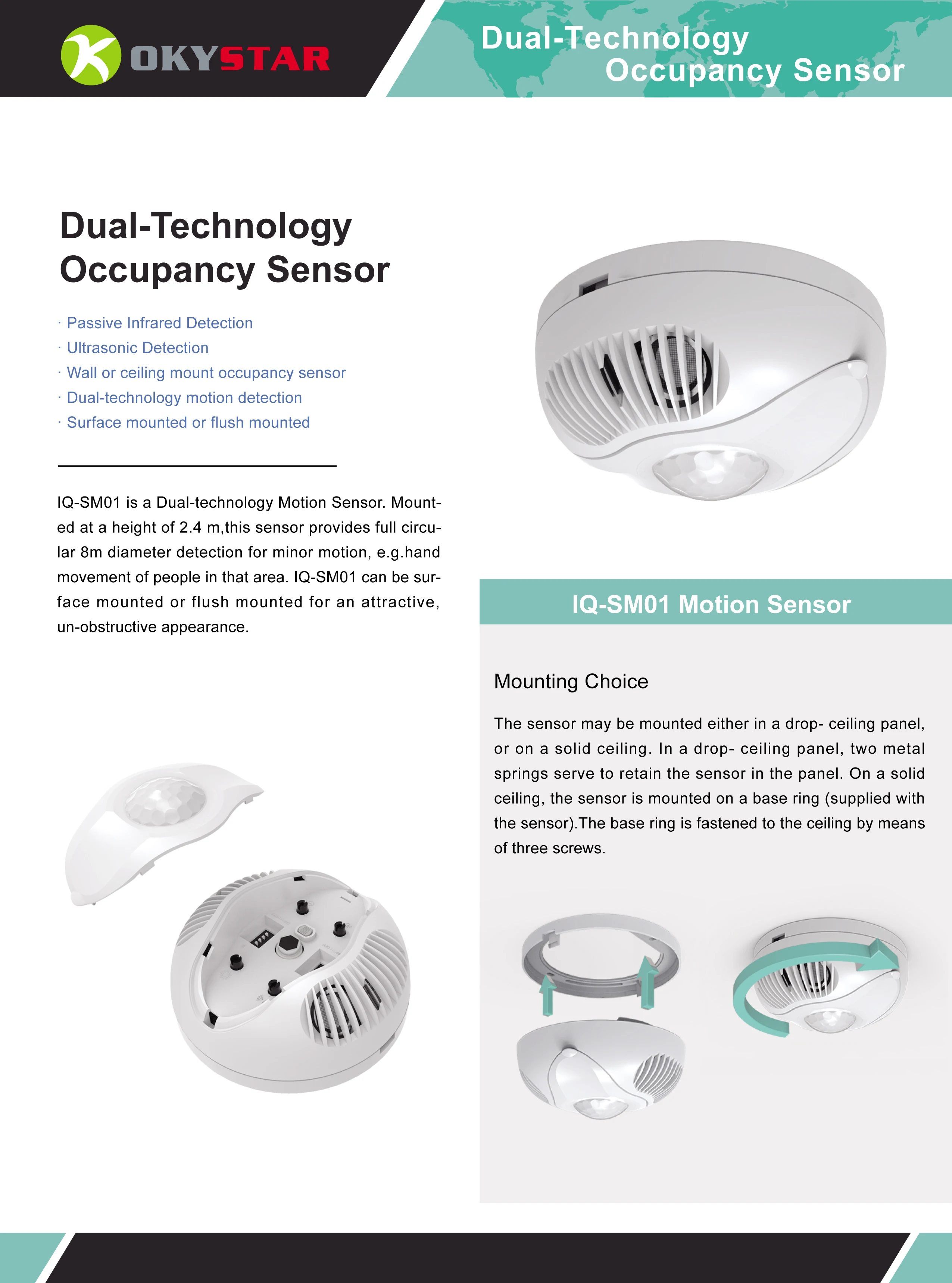 DALI Gateway 24V DC Dry Contact PIR Ultrasonic HDIR Automation Sensor