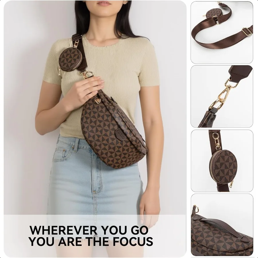 Crossbody Sling Bag Purse for WomenSling Bag for Women Small Belt Chest Bum Bag Checkered Crossbody bag for Daily Shopping Trav