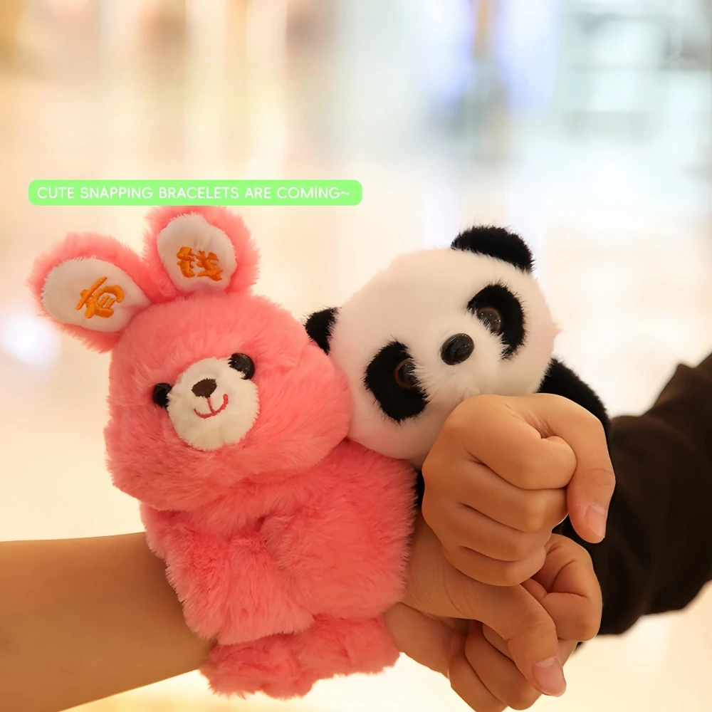 Children's plush hand puppet toys | Plush ring animal bracelets | Plush panda, rabbit, orangutan toys | Casual doll toys