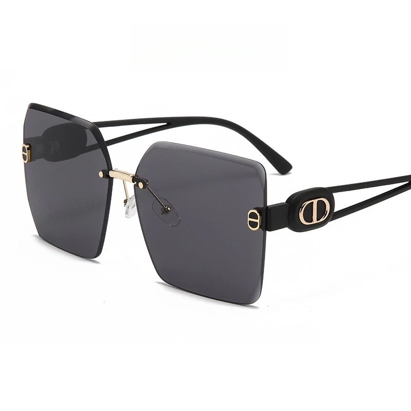 Nouvelles lunettes de soleil sans bordure, à la mode, carrées, tendance, street shot, visière Joker unie