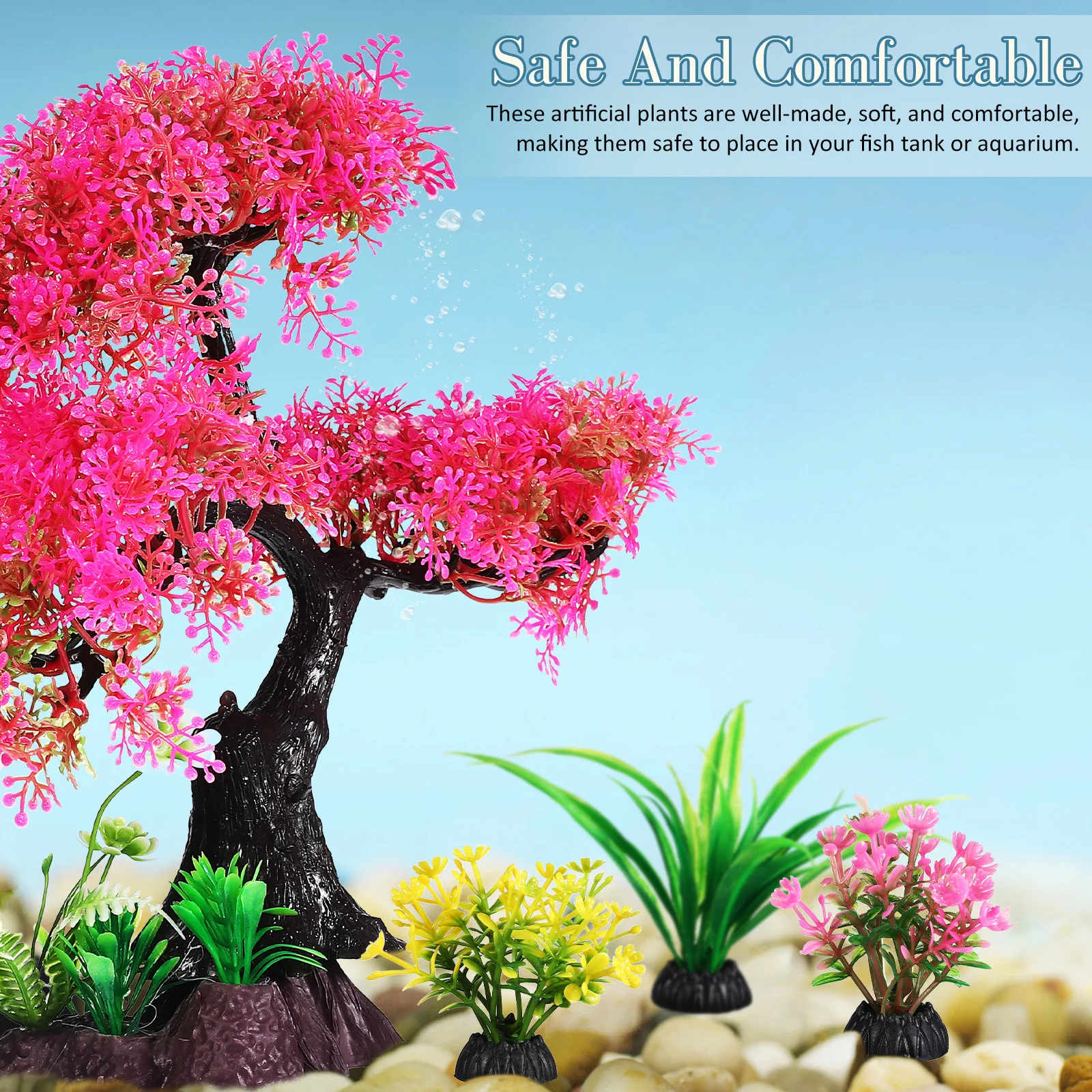 

10Pcs Realistic Aquarium Plants Plastic Fish Tank Decor Easy Maintain Fade Resistant Betta Decoration Aquarium Plants