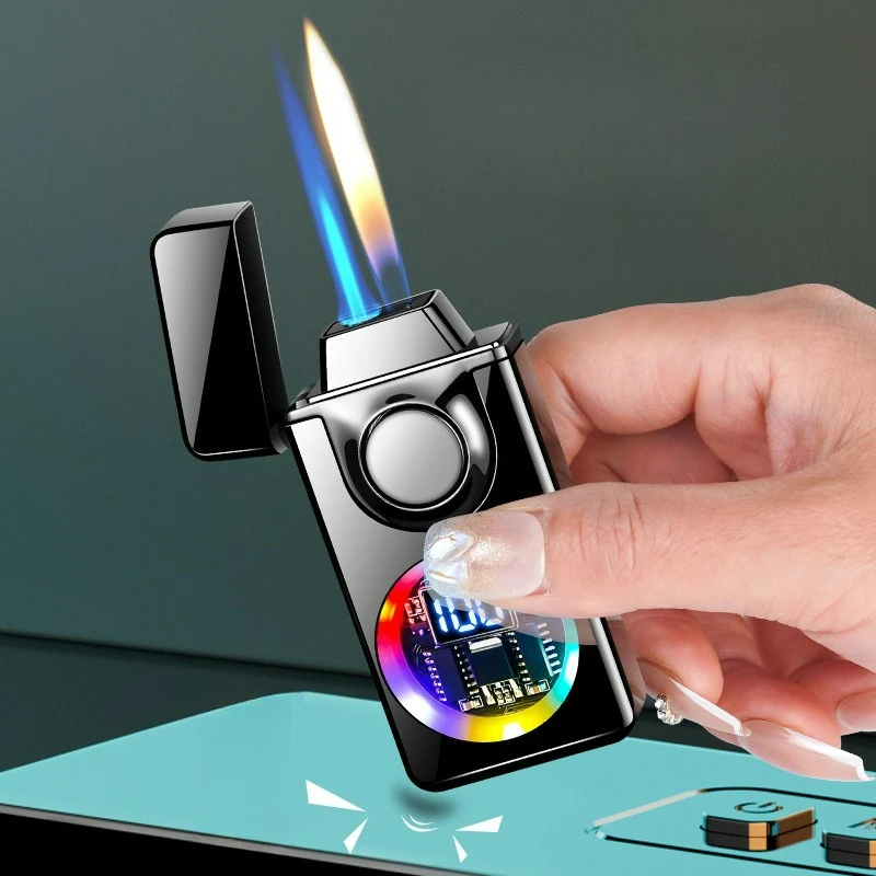 2027 Voice Controlled Ignition Gas Lighter 4 Ignition Methods Battery Display Open Fire Switching Jet Fire USB Electric Lighters