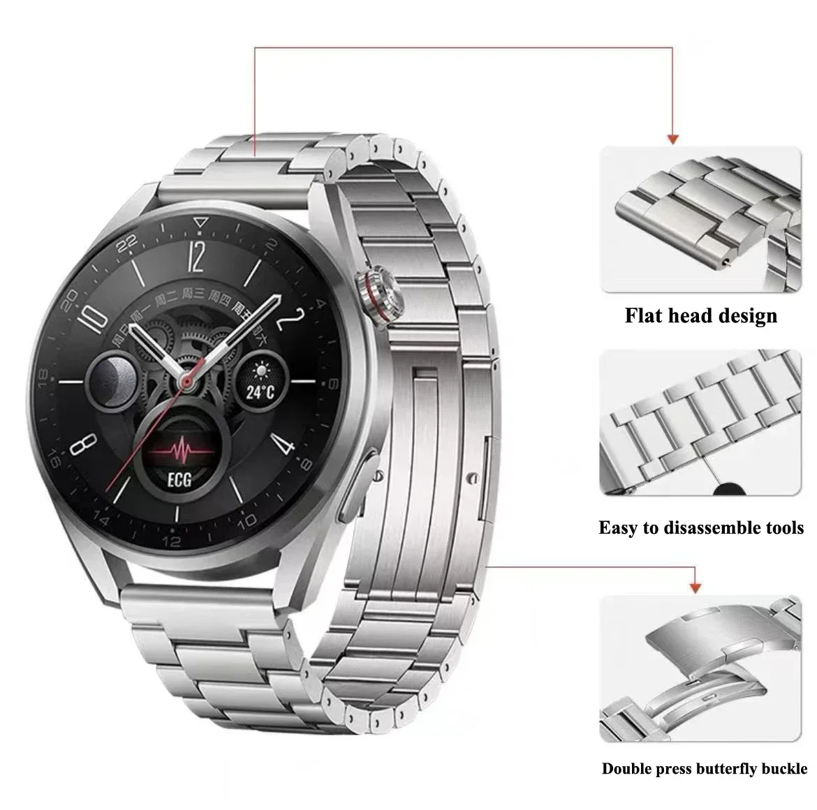 Tytanowy pasek do Huawei Watch GT 6 5 4 Pro 46mm Luksusowa biznesowa bransoletka na nadgarstek do Huawei GT4 3 2 2E — zdjęcie produktu 2