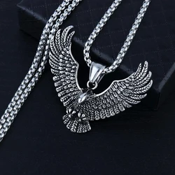 Mens Stainless Steel Vintage Flying Eagle Pendant Necklace Spiritual Jewelry