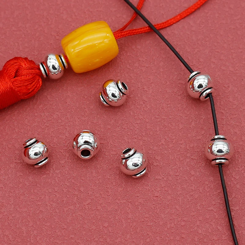 10pcs/Lot Trendy Tibetan Silver Smooth Lantern Loose Beads 8.5x8mm Pretty Handmade Jewelry Spacers DIY Bracelets Materials Craft