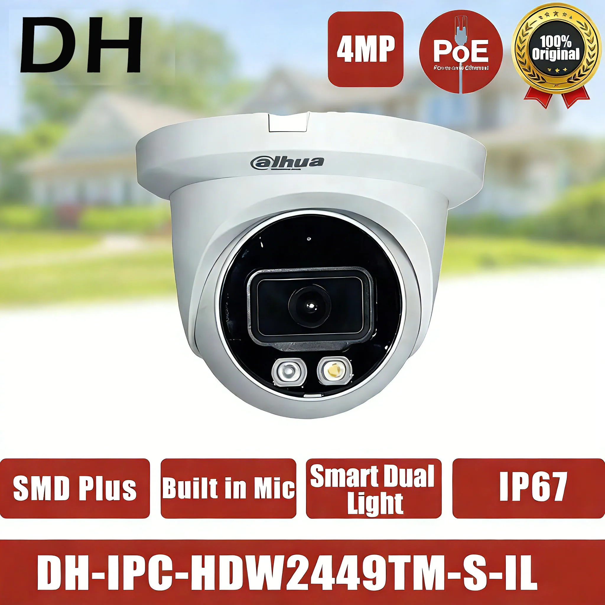 Dahua 4MP Smart Dual Light Fixed-focal Eyeball WizSense Network Camera DH-IPC-HDW2449TM-S-IL