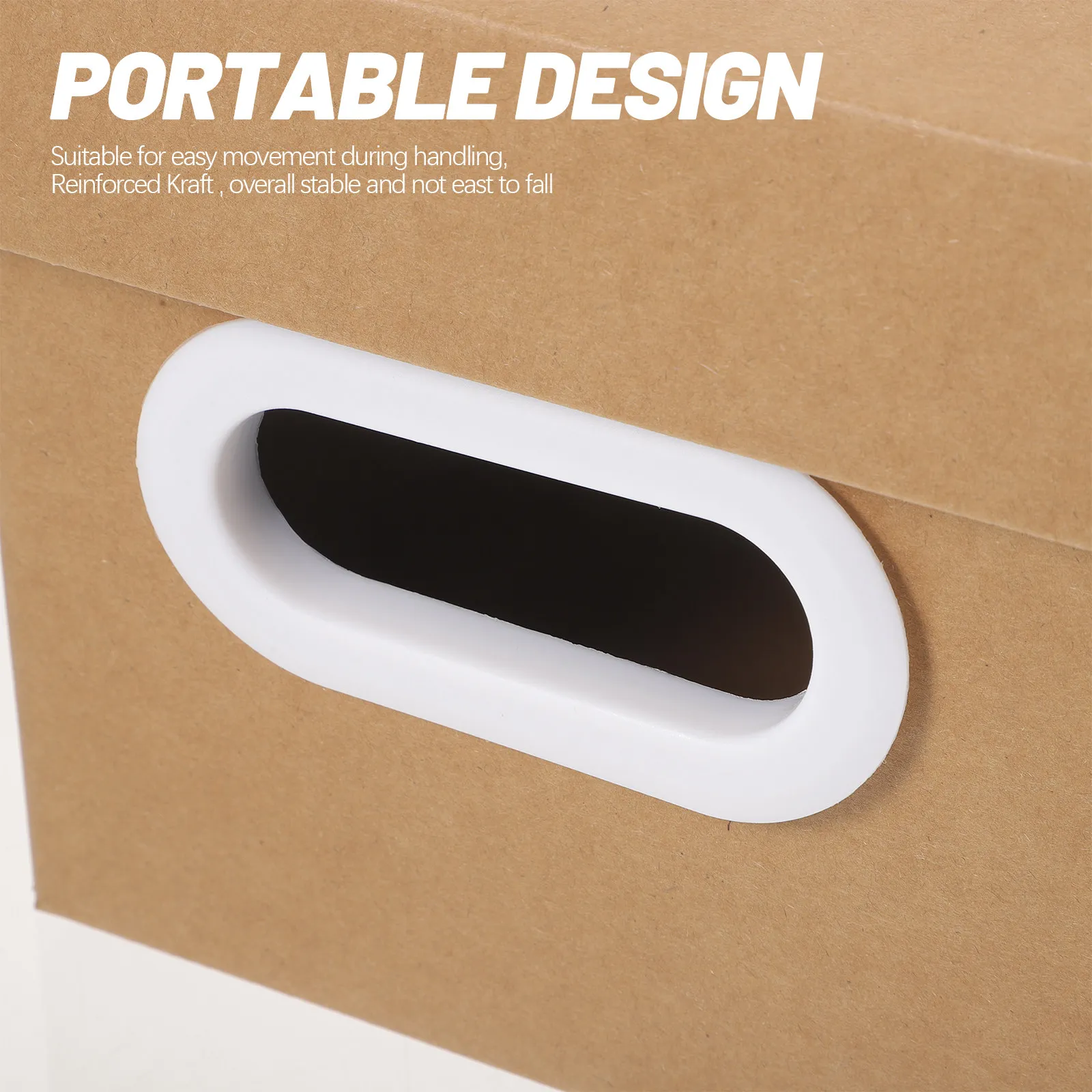 Kraft Storage Box Lid Reinforced Thick Document Organizer Office Desktop Sundries Storage Case Large Capacity Multi-Function