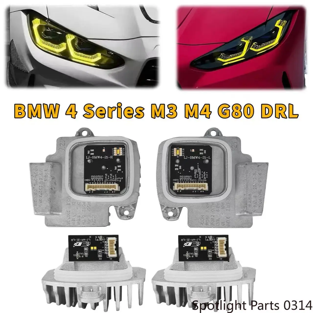 

Для BMW 4 серии M3 M4 G80 G22 G82 G23 G26 2021-2024 Желтые светодиодные модули DRL Angel Eye, источник света DRL, автомобильные аксессуары