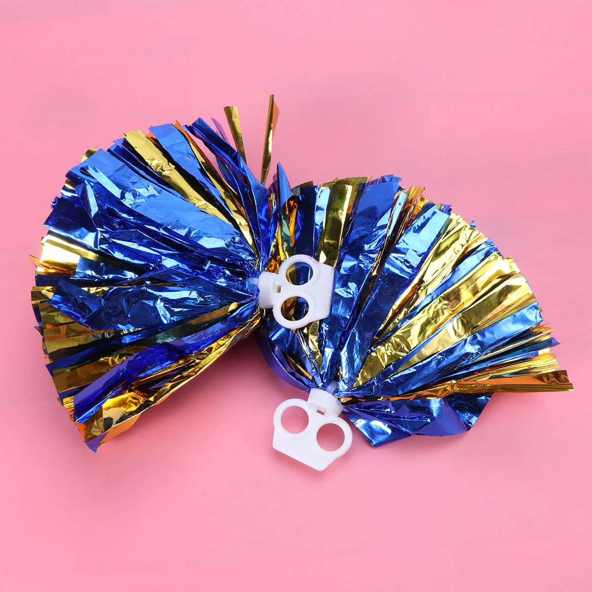 

2Pcs Cheer Poms Plastic Ring Pom Poms 30Cm Blue and Gold for Cheerleading Sports Events College High School Football Basketball