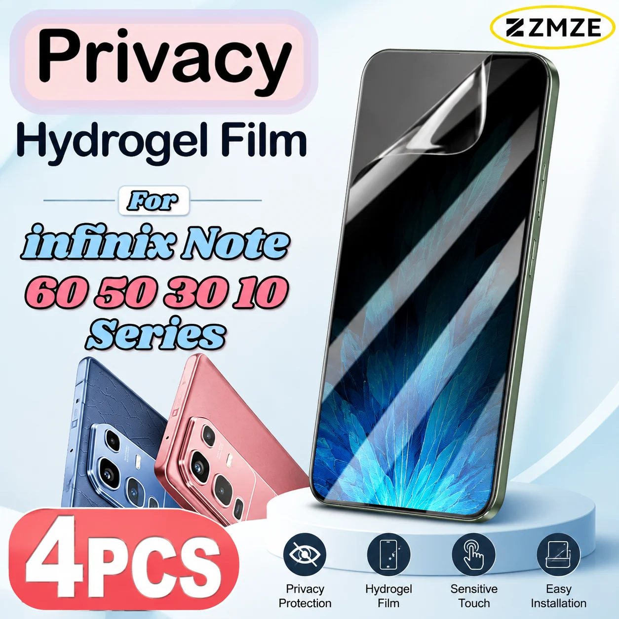 4 Pieces For infinix Note 60 50 40 30 10 Pro+ 60 Ultra 50S 50X 40S 40X 30 VIP 30i Glossy Privacy Screen Protectors Hydrogel Film