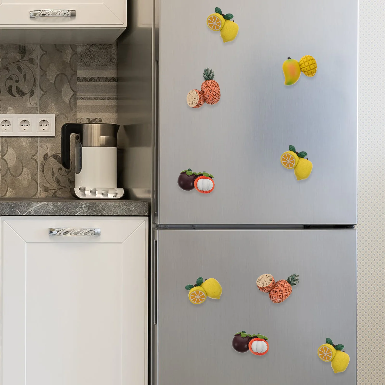 

4Pcs Fruit Fridge Magnet Resin Decal Not Easy to Fade Deform Break DIY Kitchen Decoration Fruit Refrigerator Magnet