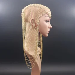 Luxury Punk Head Chain Hair Accessories Long Tassel Chain Hair Jewelry for Women Party Wedding Hair Accessories Headpiece 2024