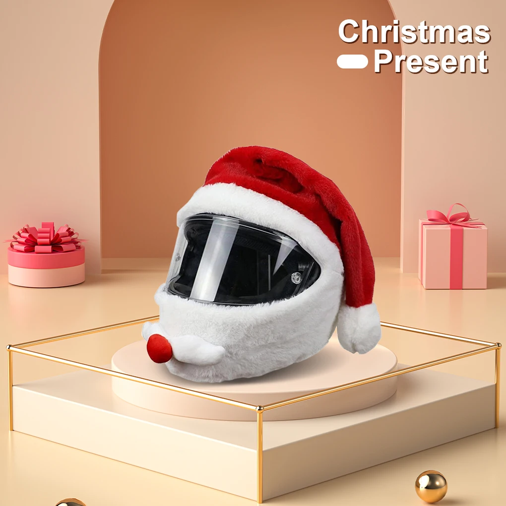 Christmas Motorcycle Helmet Cover Santa Cycling Helmet Full Face Safe Hat Santa Claus Racing Cap Merry Christmas Decoration Gift