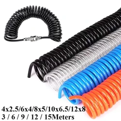3M/6M/9M/12M/15M Polyurethane Pneumatic PU Air Compressor Hose 6*4mm 8*5mm 10*6.5 12*8mm Telescopic Spring Spiral Pipe Tube Tool