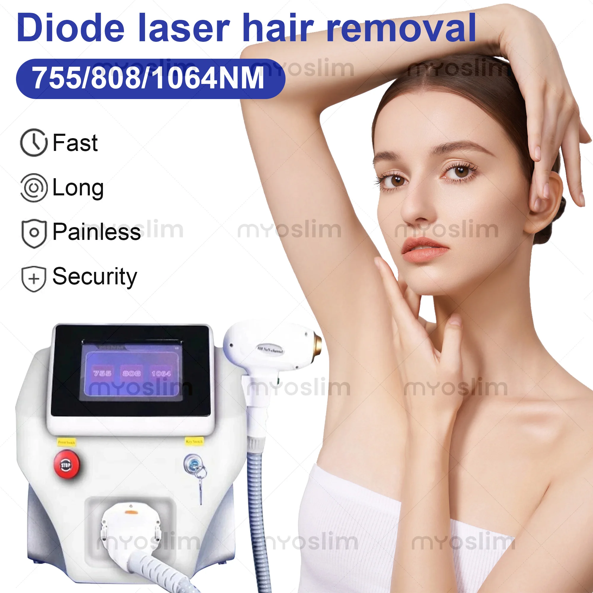 Professional Ice Titanium Diode Hair Removal Machine 808/755/1064nm Alexandrite 3 Wavelength Portable Painless Permanent Hair Re