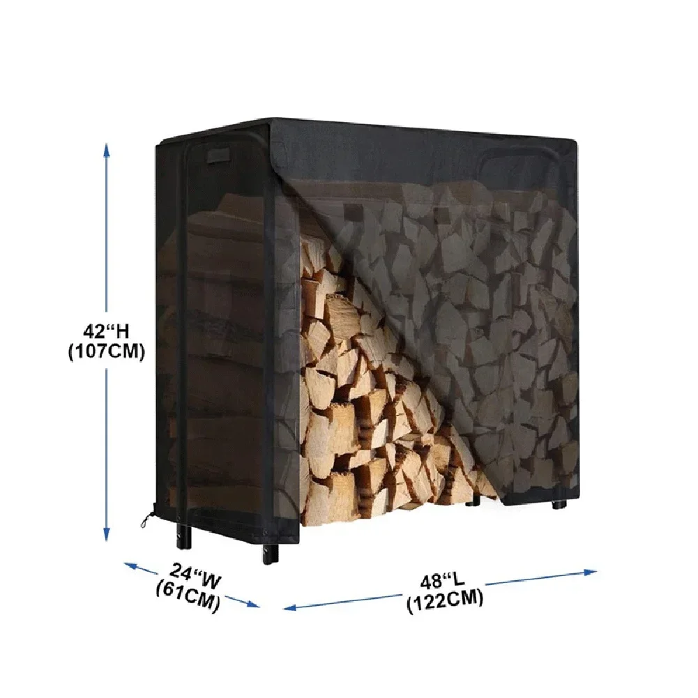 Firewood Storage Protection Cover 48x24x42 Inches Firewood Log Rack Cover Downward Air Vents Front Side Closures