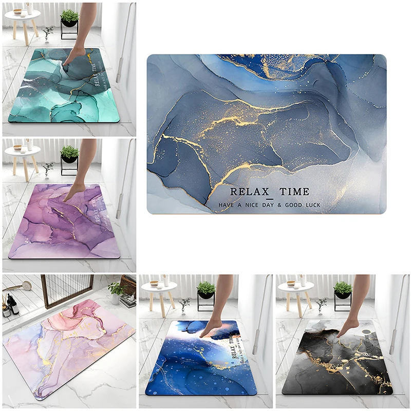 Bathroom Mats Marble Pattern Floor Carpet Anti-Slip Kitchen Living Room Entrance Rugs Luxury Bath Absorbent Mat 40x60cm Doormat