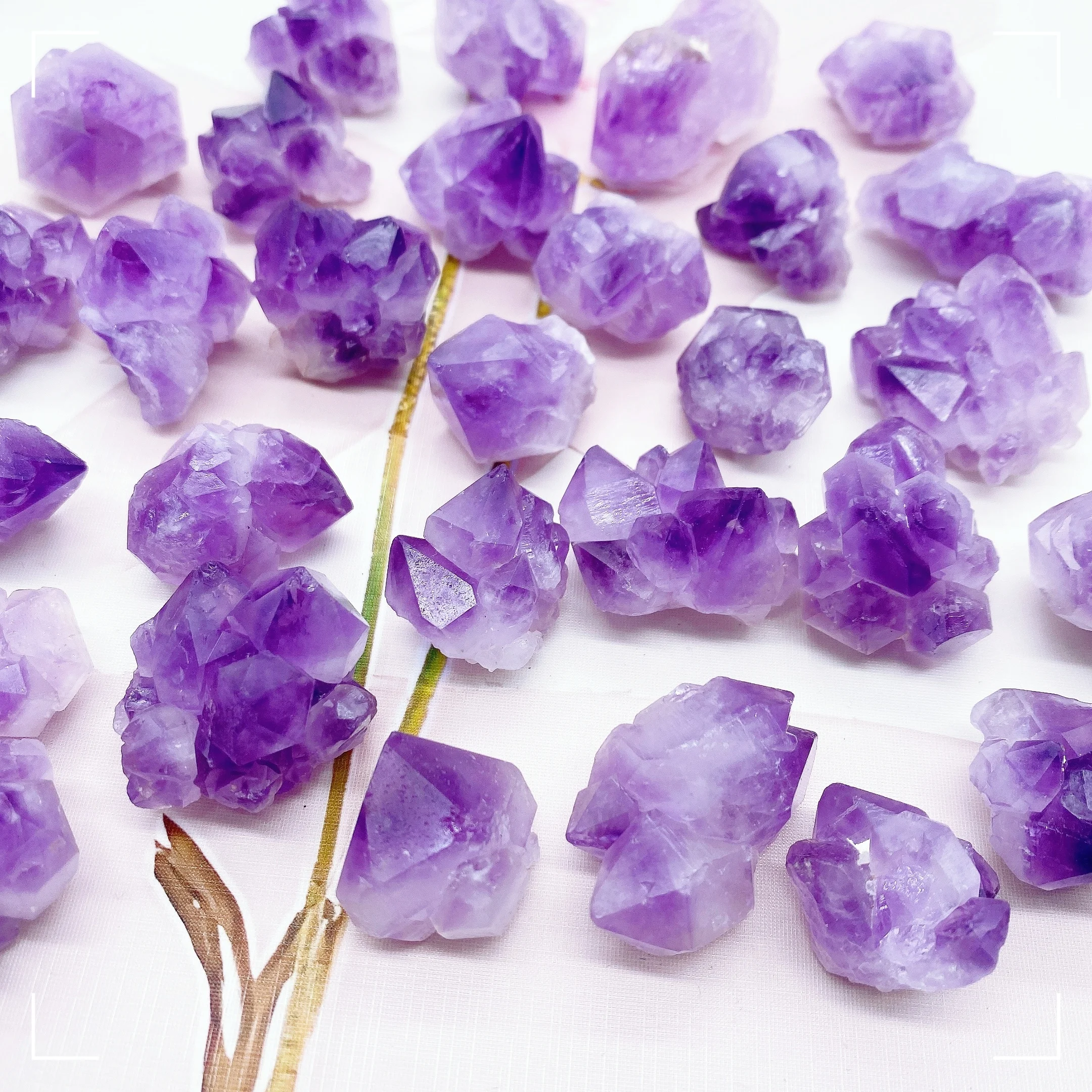 25MM Natural Amethyst Cluster Flower Mineral Specimen Irregular Raw Crystal Quartz Reiki Healing Aquarium Home Garden Decoration