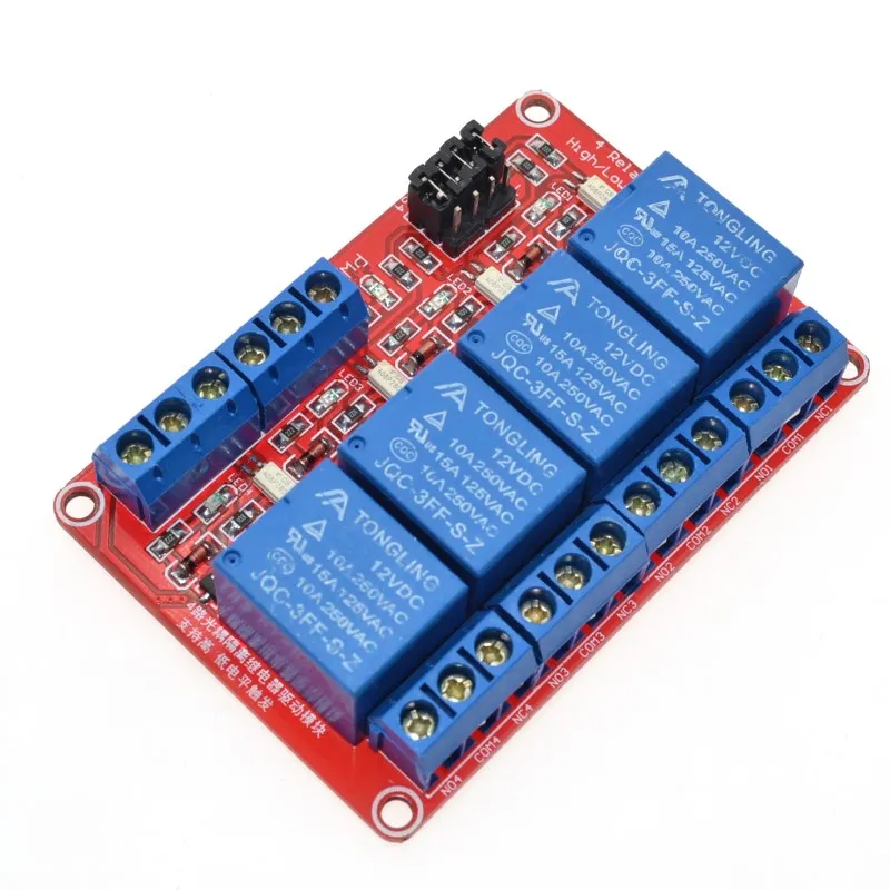 10PCS 12V 4 Channel 5V 4 Channel 4 Road Relay Module with Optocoupler Isolation Supports High Level trigger/Low Level trigger