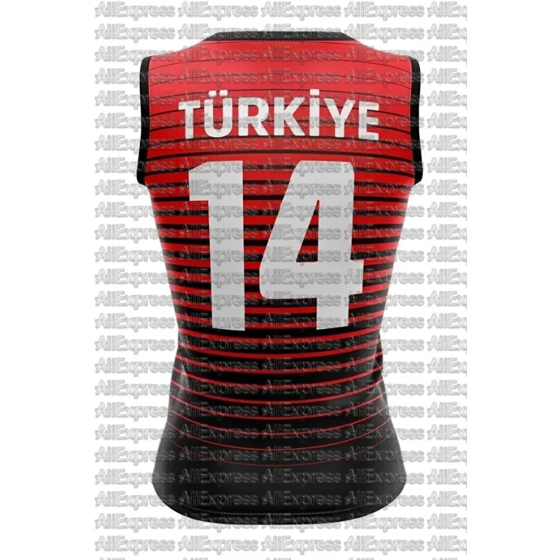 Türkiye 2026 Hot Sale Real Personalized Volleyball Number # 14 Red Vest Jersey Adult Children Large Casual Sweatshirt