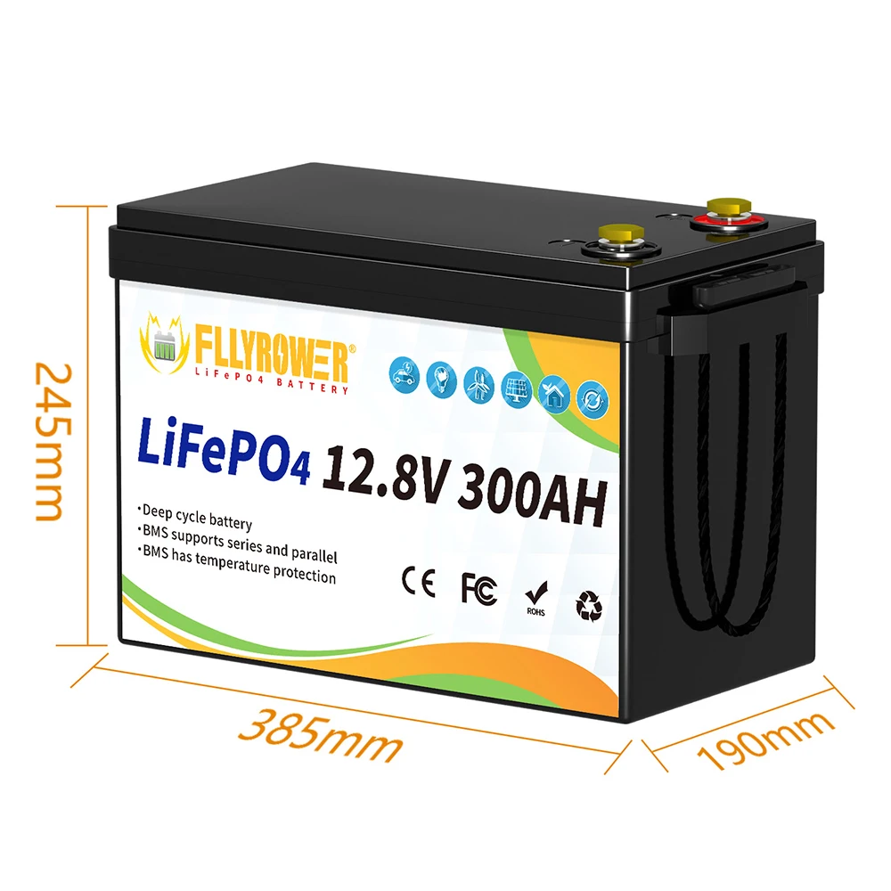 Duitsland Voorraad Fllyrower 12v 10Ah 12Ah 20Ah 100Ah 120AH 168AH 180Ah 300Ah Lithium-ijzerfosfaat Pack Ingebouwde BMS LifePo4 12.8V