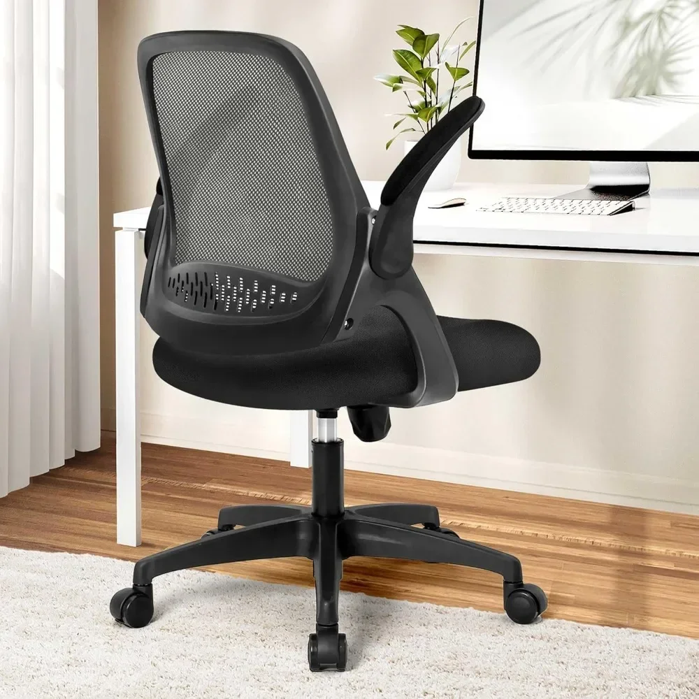 

Office Desk Computer Gaming Chair with Executive Ergonomic Lumbar Back Support Flip-up Padded Armrest Adjustable Height Wheels