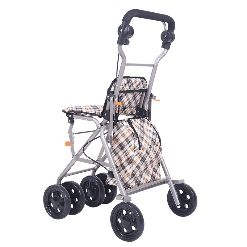 Elderly shopping cart Elderly trolley You can sit on the folding cart to shop and buy food to help you Scooter four-wheeled cart