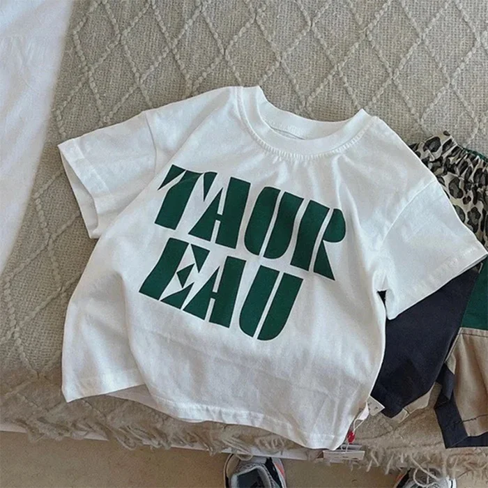 

cotton children's short sleeves with letters summer clothes for boys and girls baby t-shirts baby loose tops half sleeves