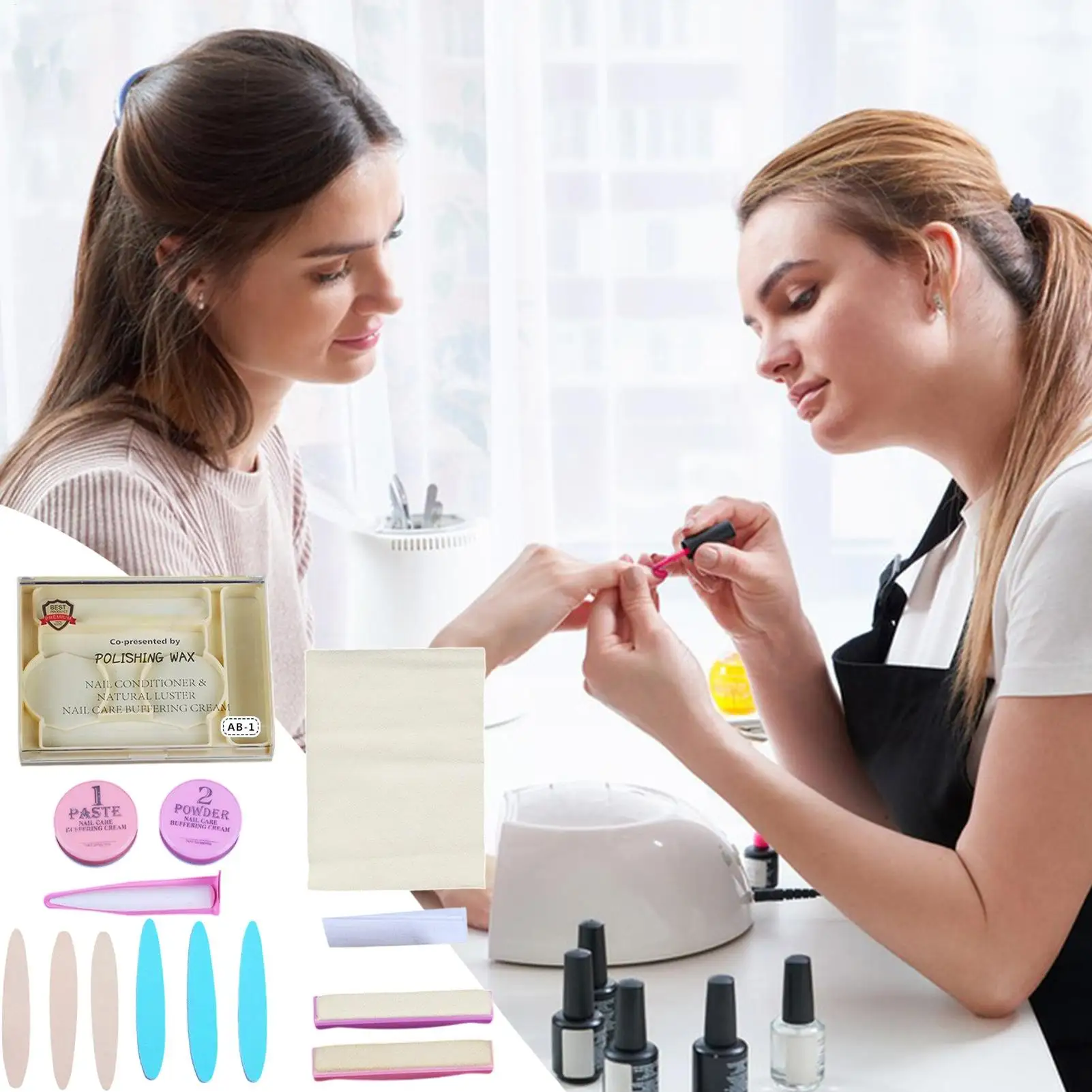 Nail Manicure Kit With Buffer Nail Shine Pedicure Kit Natural Nail Prep Set DIY Nail Arts Polishing Wax Tool For Home Salon