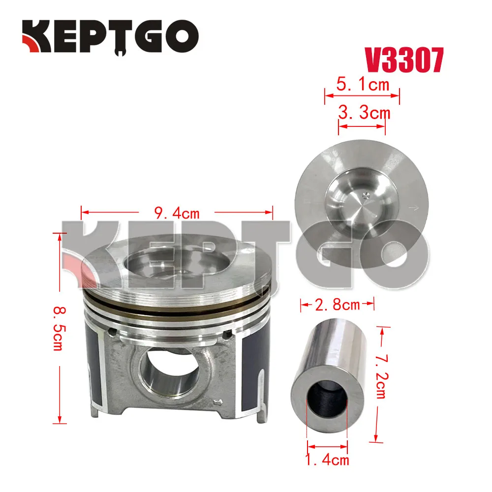 NEW V3307 V3307-T Piston Kit W/ Ring Set For Kubota Engine 1J751-2111