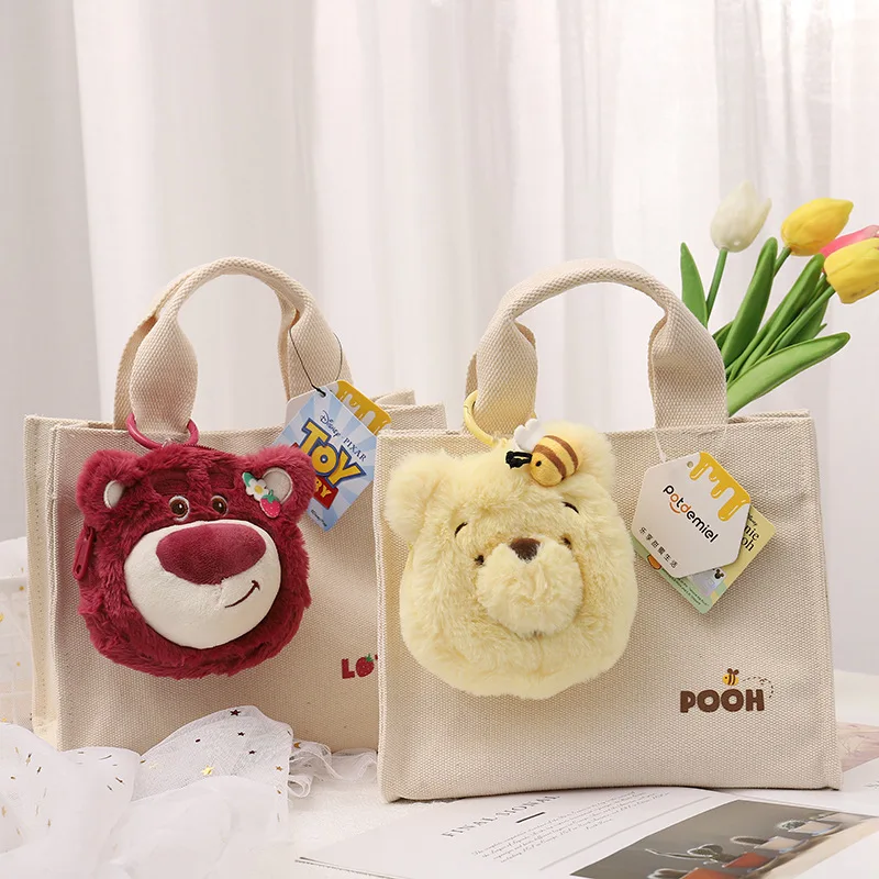 Disney Original Kawaii Lots-o-huggin Bear Winnie The Pooh Plush Doll Purse Pendant Large-capacity Shoulder Bag Cartoon Handbag