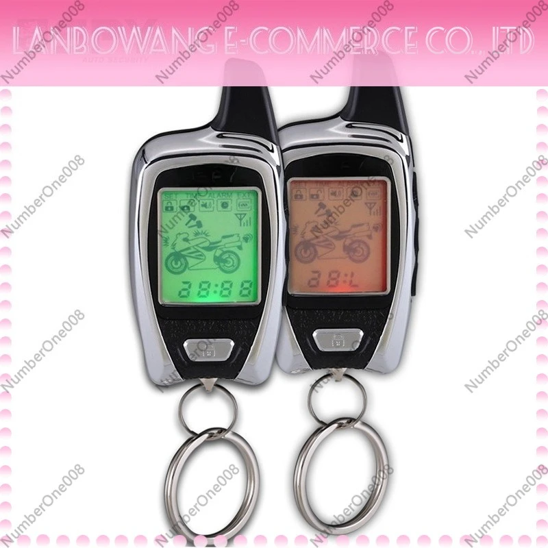 Motorcycle Anti Theft Alarm System LCD Display Two Way 12V Remote Start Stop Waterproof Security Device