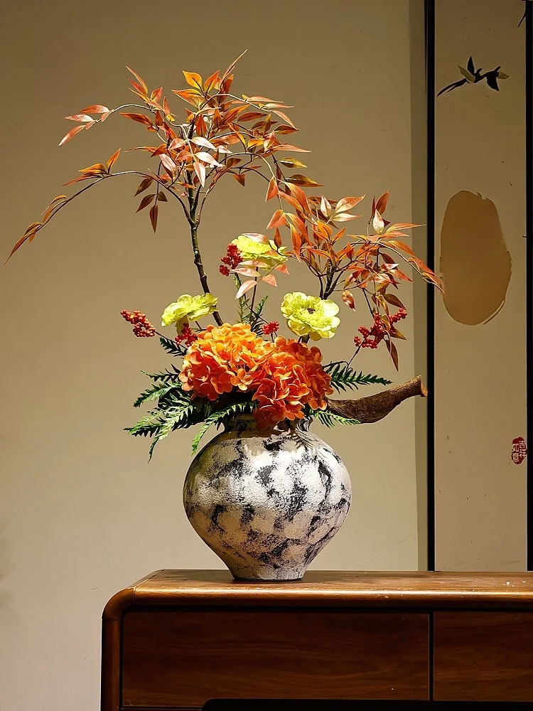 

Новая китайская ваза для цветов в стиле дзен, высококачественная имитация цветов, оригинальный декор для входной зоны дома