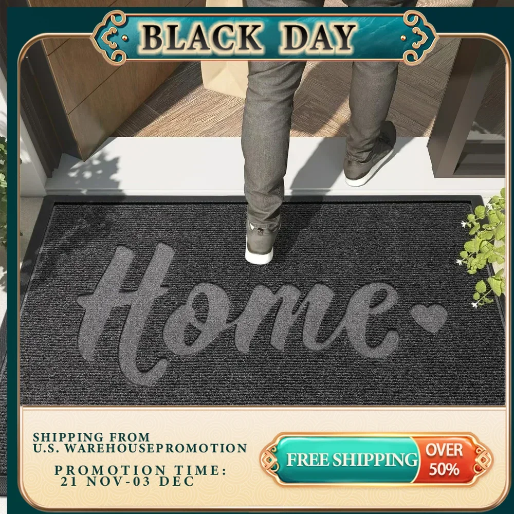 

Welcome to the carpet home entrance, heavy-duty exterior door mat for anti slip at the entrance, gray outdoor door mat