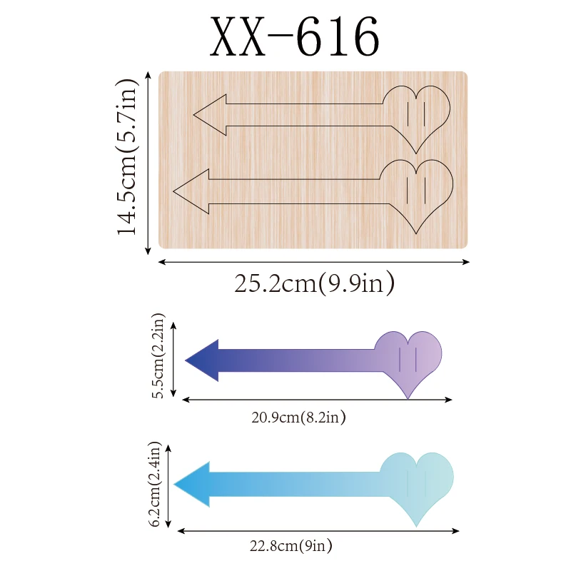 

SIZZIXDIES 1piece 9.9-inch heart-shaped wooden cutting dies suitable for most machines