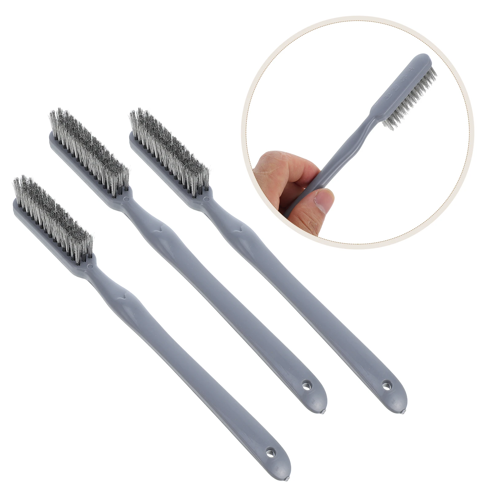 

3pcs Stainless Steel Wire Brush Set High Strength Rust Removal Tool Metal Cleaning Brush Comfortable Handle Grill Rusty Surfaces