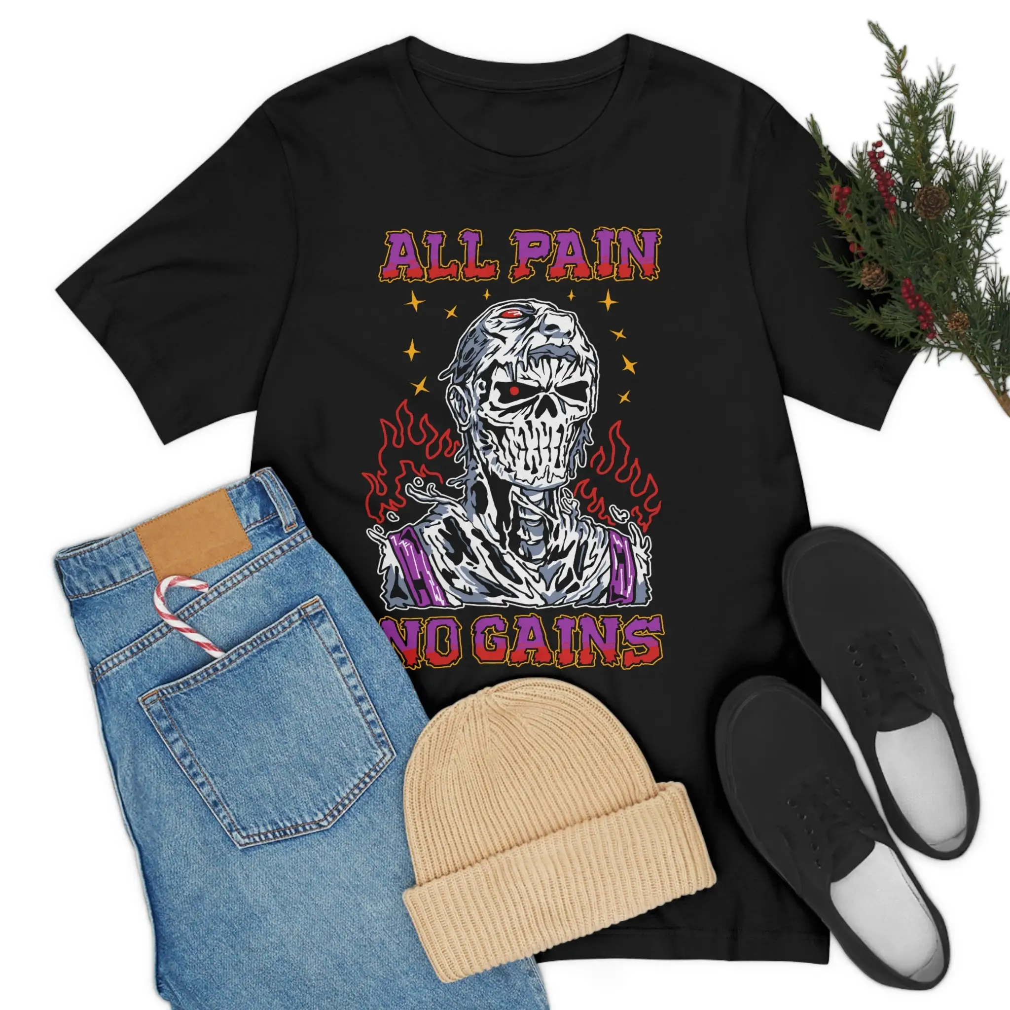 All Pain No Gains Cool Bodybuilding T Shirt